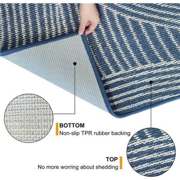 Indoor Door Mat, Non-Slip Absorbent Entryway Rug Resist Floor Mats f(Blue) - Picture 4 of 6